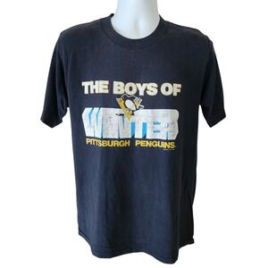 Vintage 1990 Pittsburgh Penguins The Boys of Winter T-Shirt USA Men's Large NHL